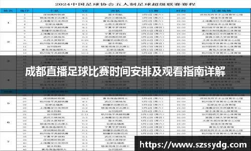 成都直播足球比赛时间安排及观看指南详解